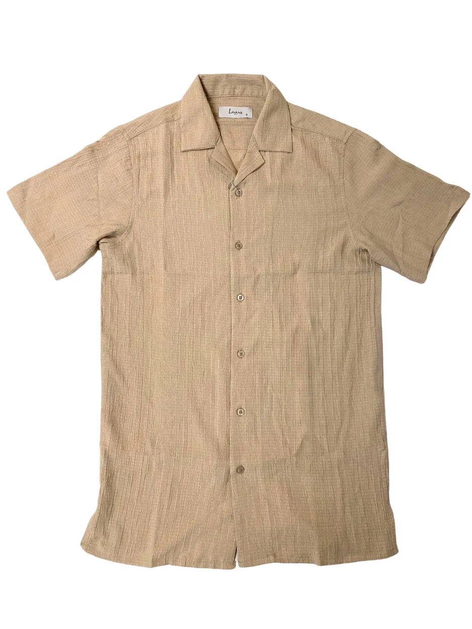 Smart Design Outdoor Lifestyle Lavane Mens Sand Textured Short Sleeve Cuban Collar Button-Up Casual Shirt