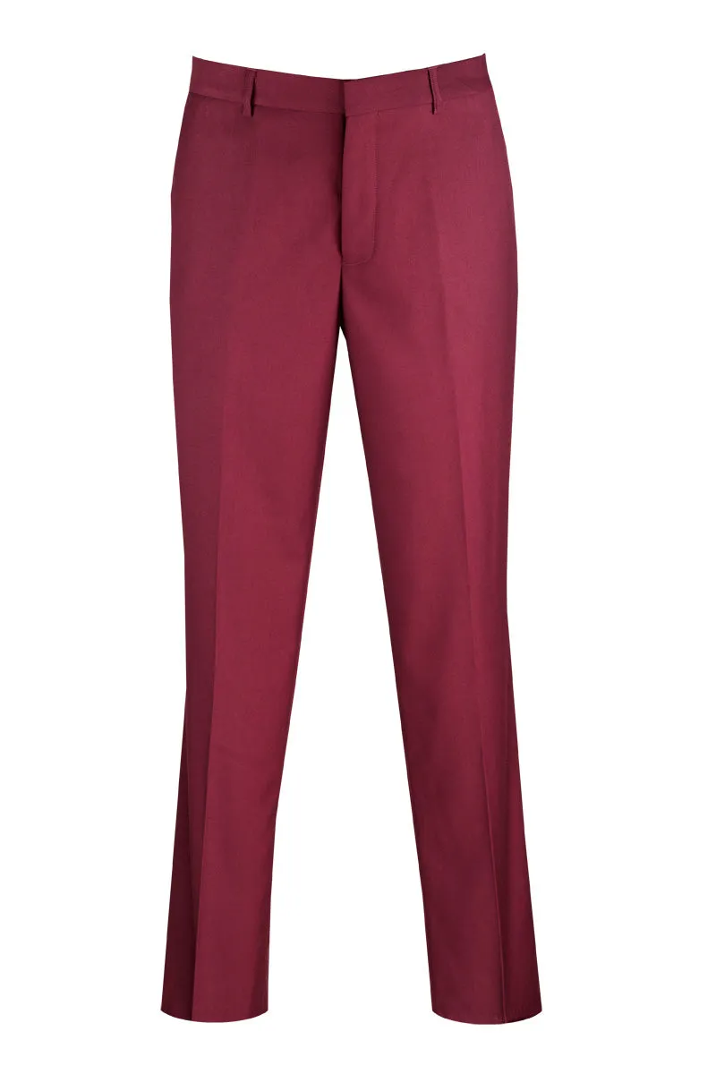 Medusa Collection: Wool Feel Modern Fit Dress Pants in Maroon Abrasion resistant