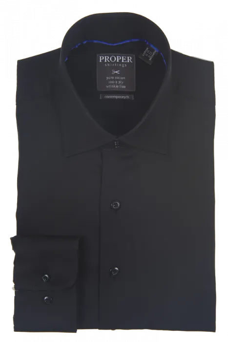PROPER SHIRTINGS BLACK CONTEMPORARY FIT REGULAR CUFF P720ET0R-BLK Winter Collection