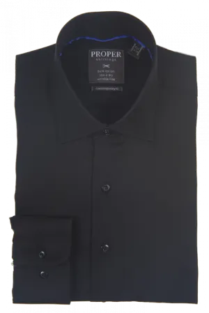PROPER SHIRTINGS BLACK CONTEMPORARY FIT REGULAR CUFF P720ET0R-BLK Winter Collection