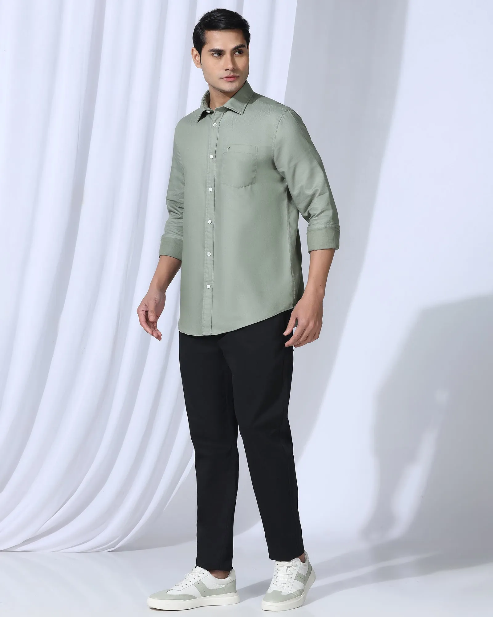 Printed design Casual Olive Textured Shirt - Caty