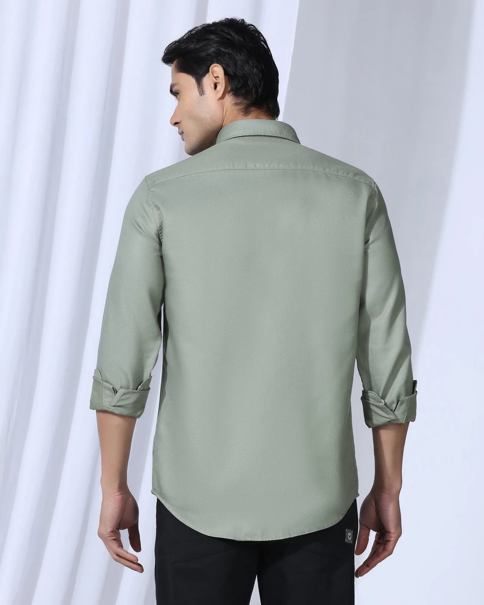 Black Tie Optional Casual Olive Textured Shirt - Caty