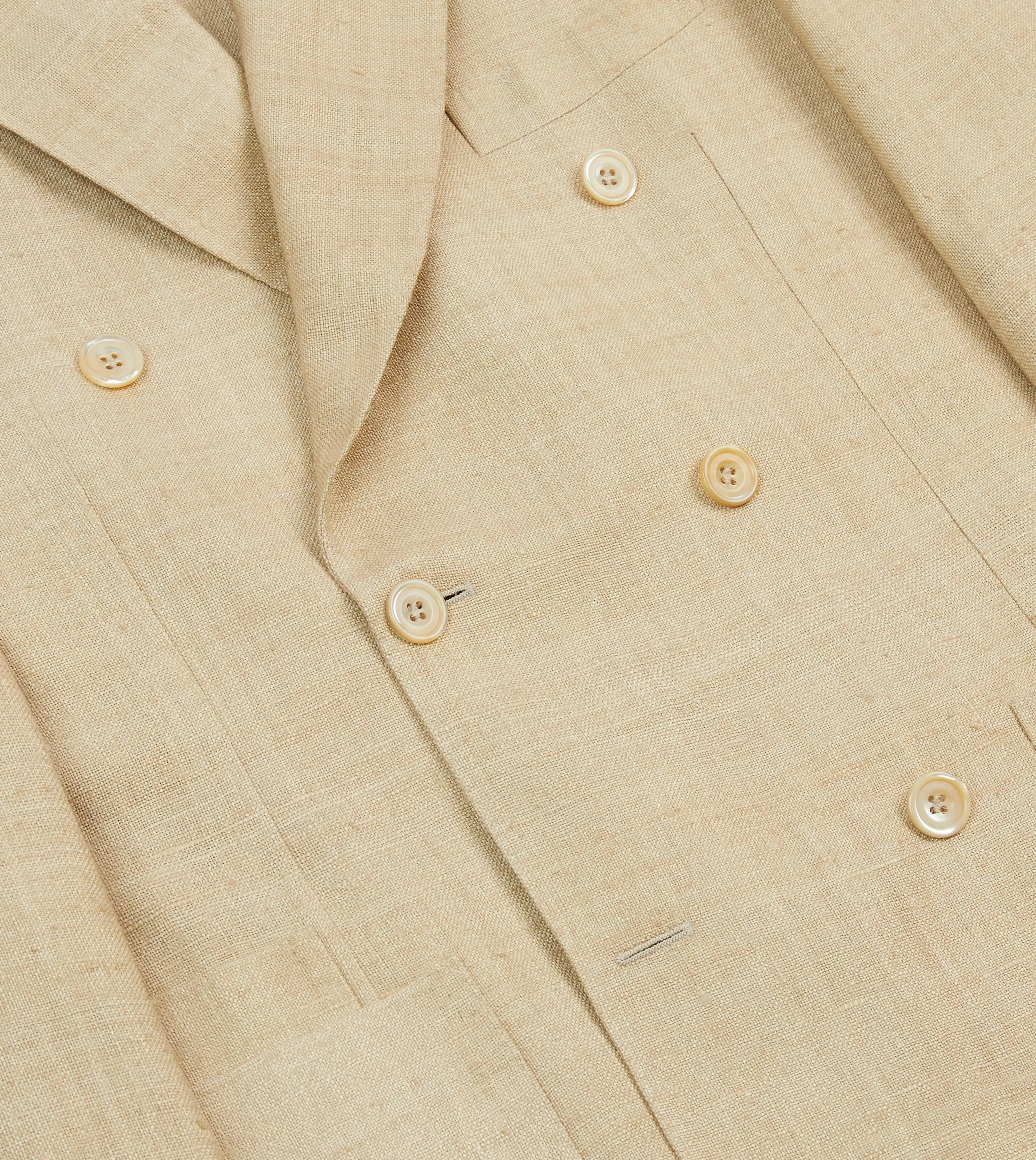 Moisture Wicking Fabric Sand Tussah Silk Double-Breasted Tailored Jacket
