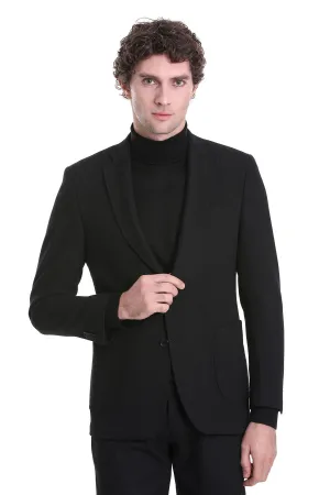 UV protection layer All Day Comfort Design Comfort Fit Notch Lapel Black Classic Blazer