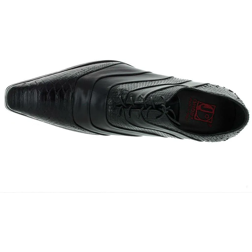 Jo Ghost Black Python Cap Toe Leather Uomo Diver Flat Sole
