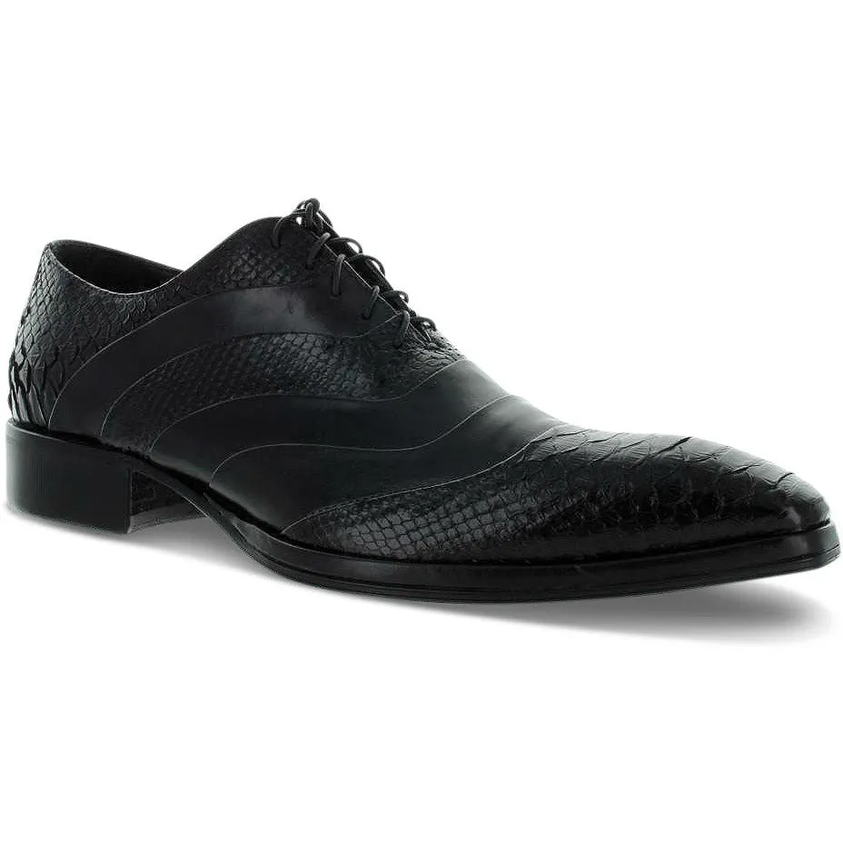 Silent Glide Look Bold Jo Ghost Black Python Cap Toe Leather Uomo Diver