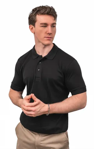 CLEOCOTTON BLACK POLO SHIRT Flatlock stitching