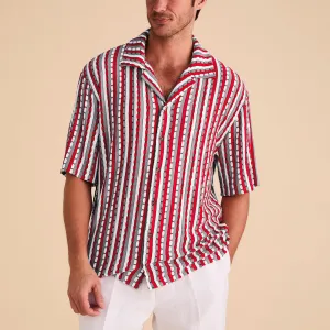 Inserch SS Knit Camp Collar Shirts SS020 (Red and White Colors) Model Edge ReflectiveDetails