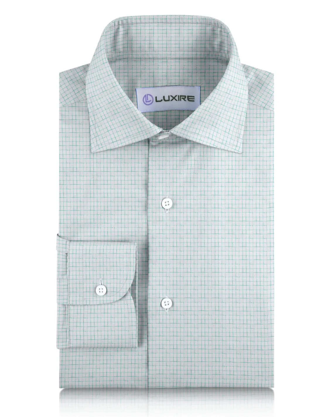 Data Mode Linen: Aqua Green Graph Checks On White Shirt