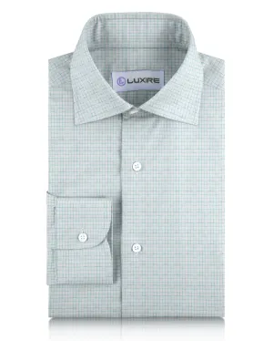 Data Mode Linen: Aqua Green Graph Checks On White Shirt
