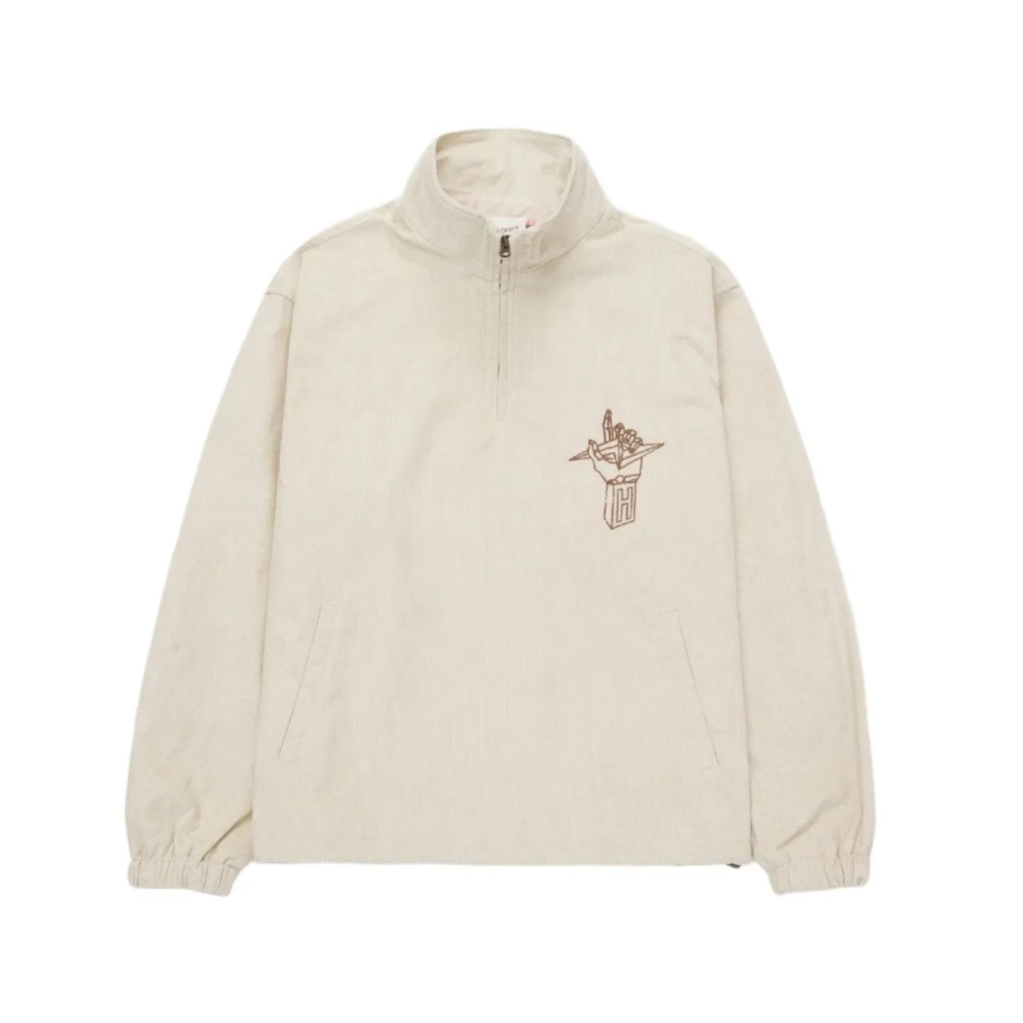 Corduroy Quarter Zip Anorak - Cream Insulated Jacket BuiltIn Grip