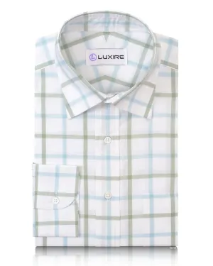 Sky Blue and Green Checks on White Shirt Craft Core