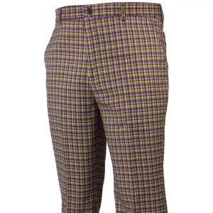 Stretchable Breathable fabric Plaid Purple Gold Check Pants