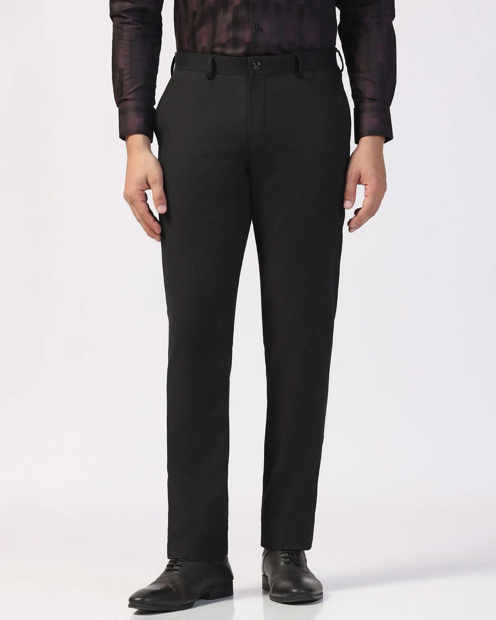Slim Comfort B-95 Formal Black Textured Trouser - Zeta Cozy Look