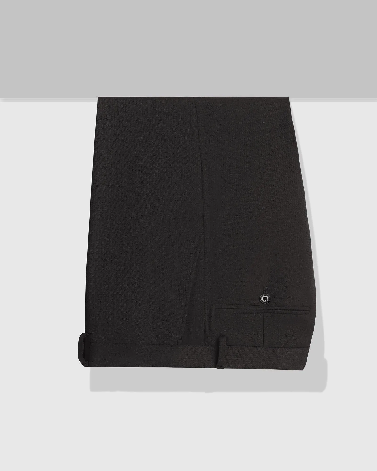 Wrinkle Resistant Finish Utility Style Slim Comfort B-95 Formal Black Textured Trouser - Zeta