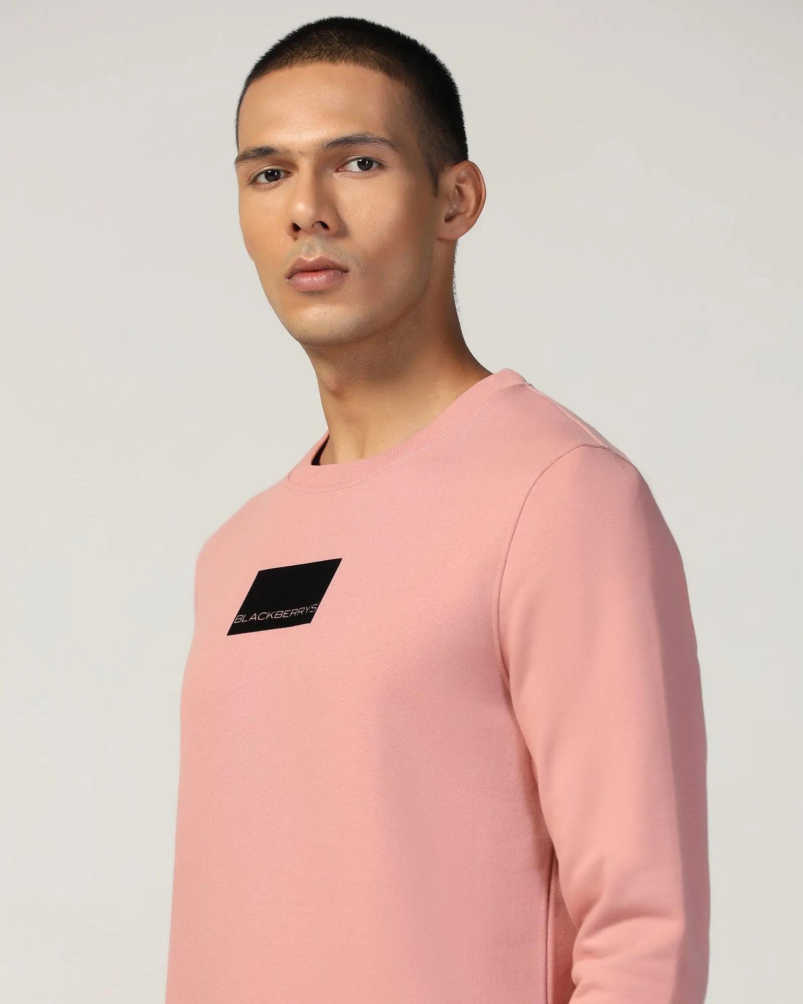 Crew Neck Pink Solid Sweatshirt - Uno Cool Edge