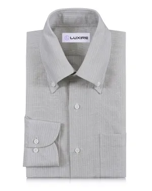 Friend Vibe Cotton Linen: White Hairline Stripes On Grey