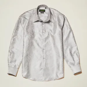 Weekend Style Inserch Long Sleeve Paisley Jacquard Shirt LS005-04 Light Gray