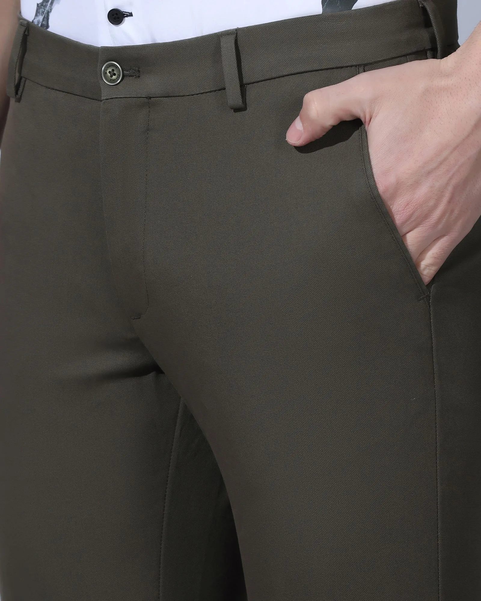 Bold Design Low Profile Design Slim Fit B-91 Casual Olive Textured Khakis - Kary