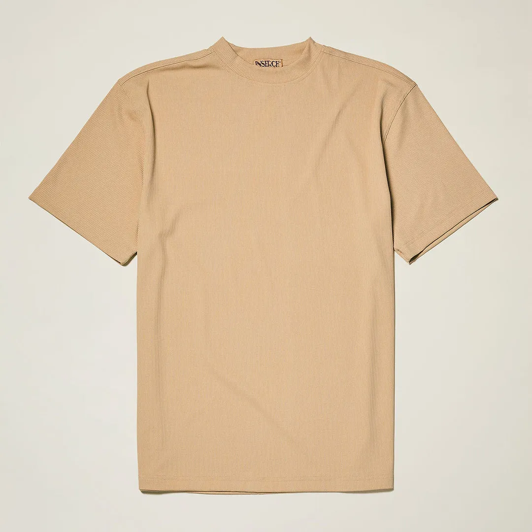 Inserch Rib Crew Neck T-Shirt T299-00084 Tan Park Day Wind Ease