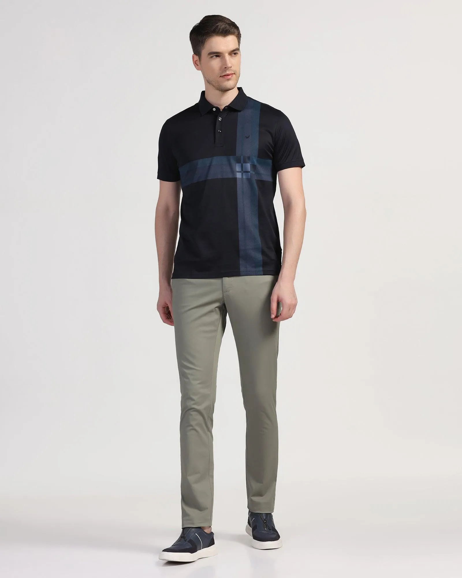 Slim Fit B-91 Casual Olive Solid Khakis - Lab Flexible Seam