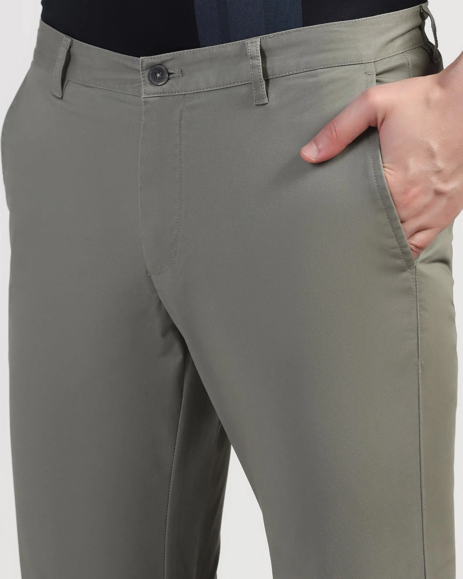 Slim Fit B-91 Casual Olive Solid Khakis - Lab Reflective details Smart Fit