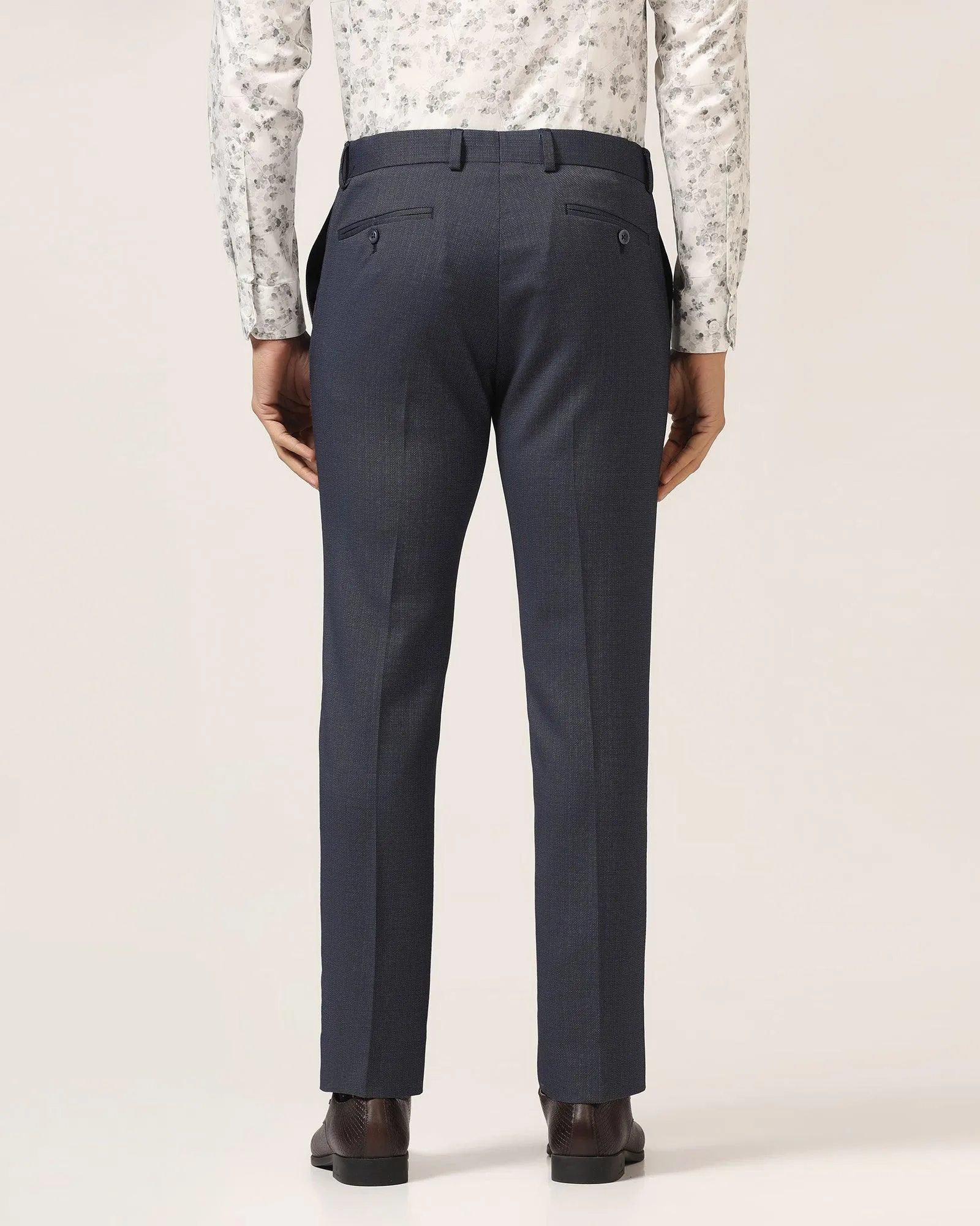 Stylish Appearance Tight Fit Slim Fit B-91 Formal Navy Textured Trouser - Bandit