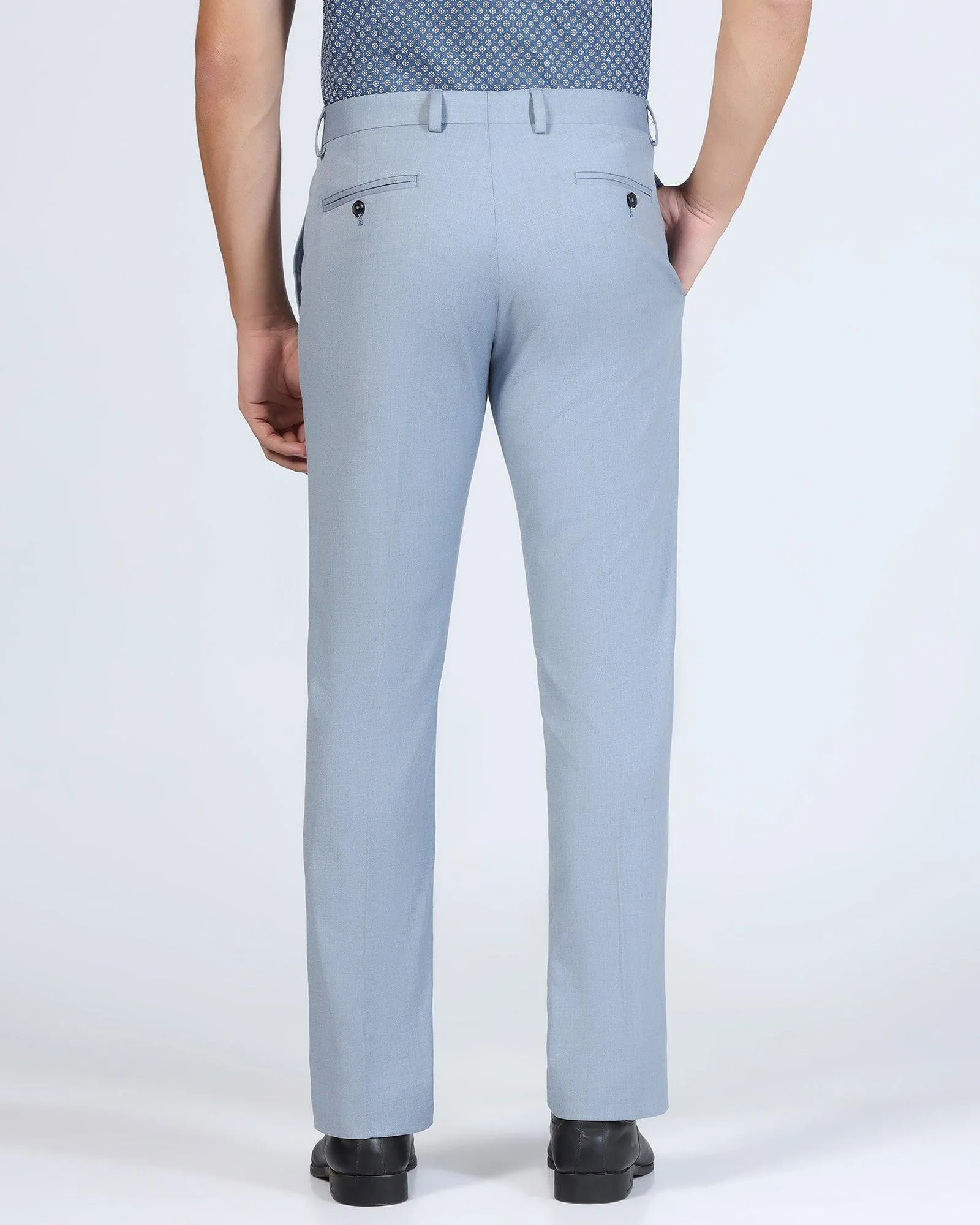 Slim Comfort B-95 Formal Light Blue Solid Trouser - Eldorado FlexibleKneePanels
