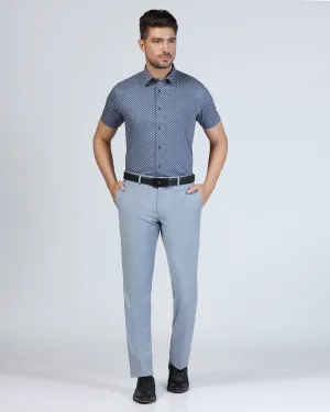 Practical Look Smooth Fabric Slim Comfort B-95 Formal Light Blue Solid Trouser - Eldorado
