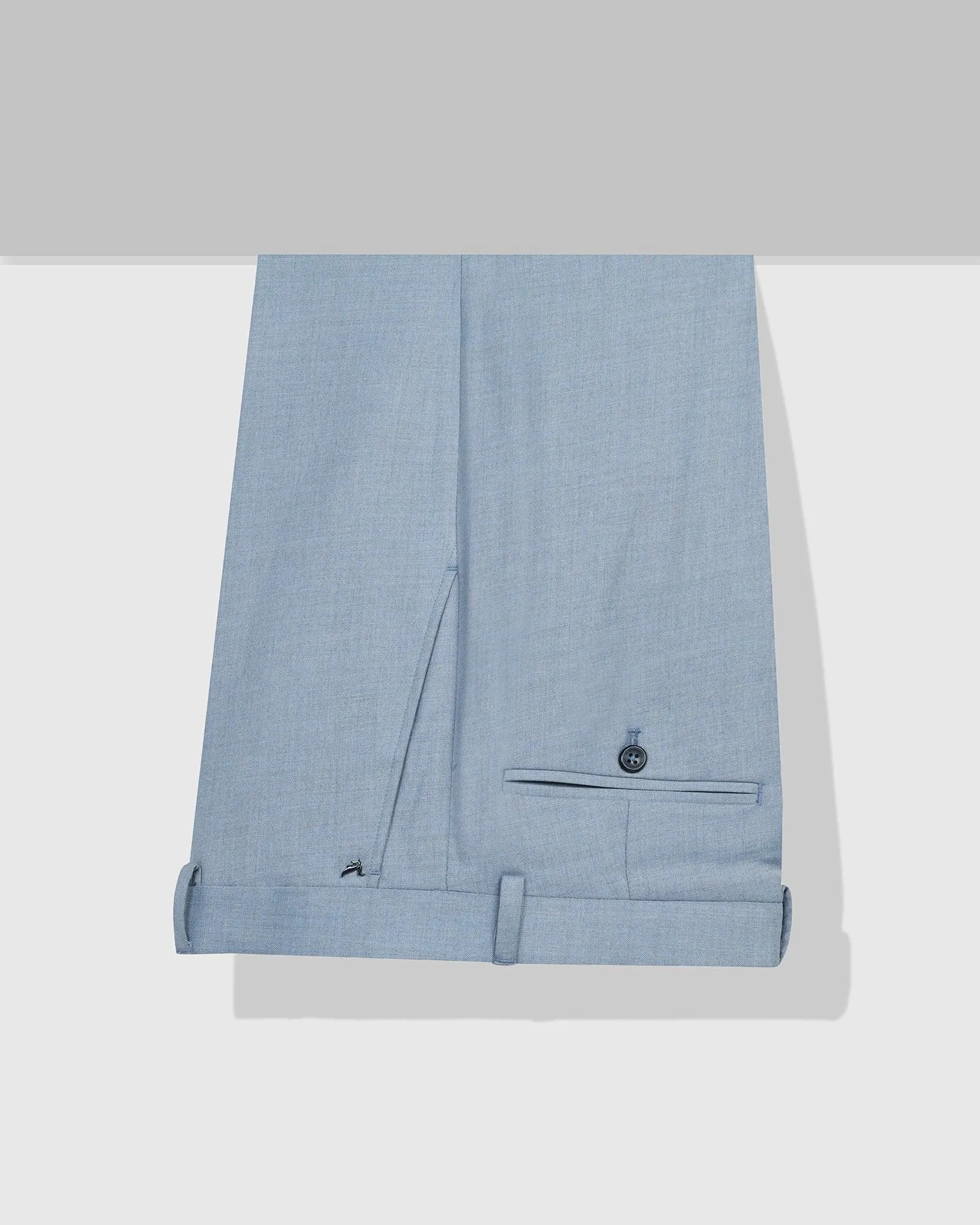 Slim Comfort B-95 Formal Light Blue Solid Trouser - Eldorado Ripstop Fabric Technology No Gap Waist Construction