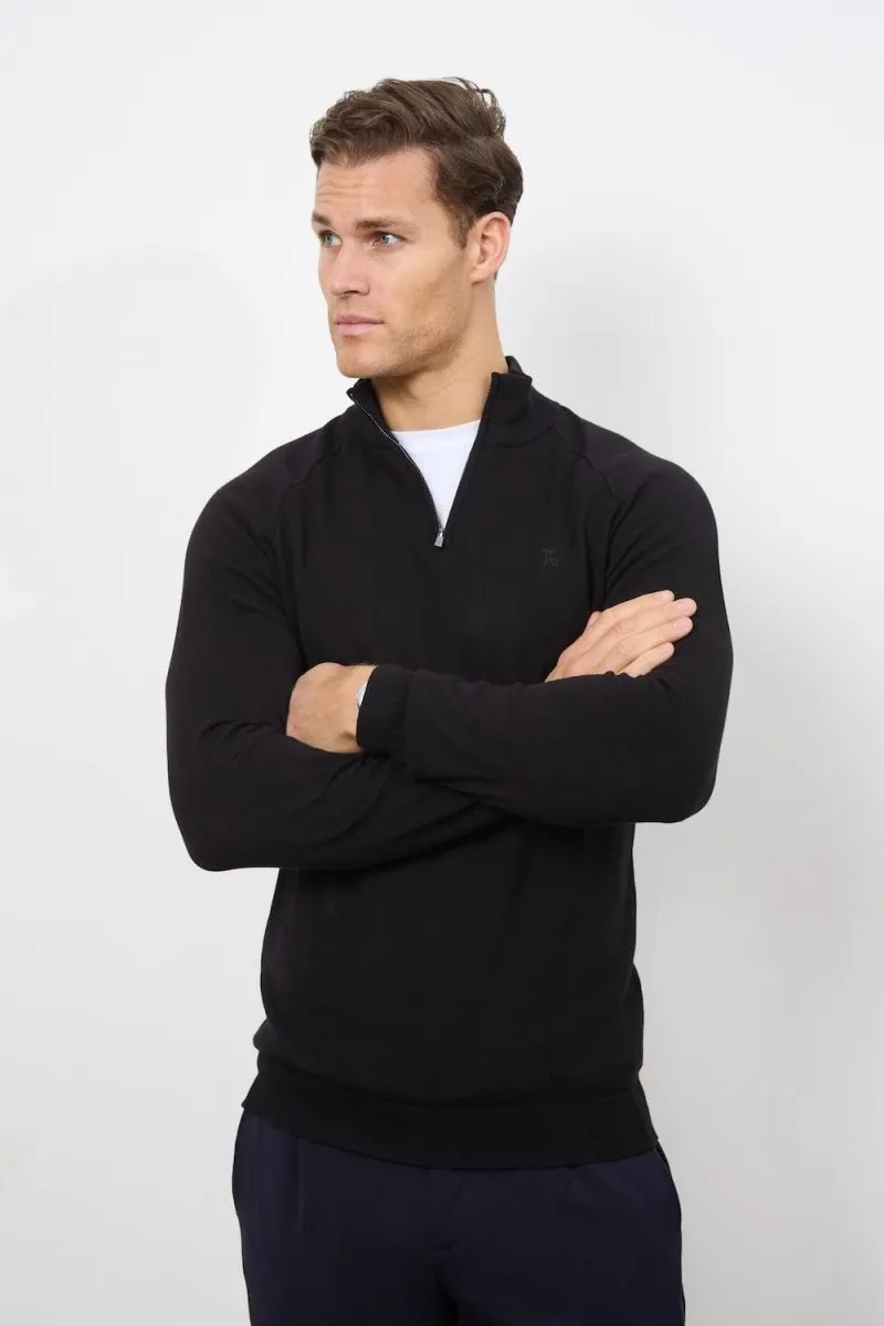 Half Zip Neck in Black Winter Fit