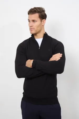 Half Zip Neck in Black Winter Fit