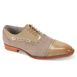 Shine Tone Casual Classics Collection: Natural Linen Cap Toe Lace Shoes