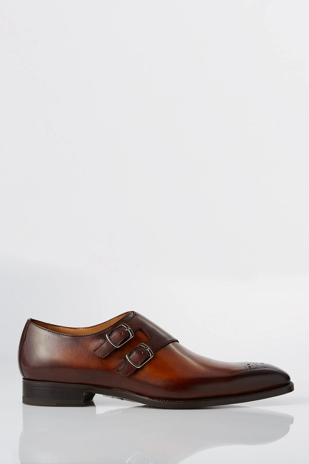 David August Leather Double Monk-strap Shoes in Whiskey Brown King Walk Desert Run