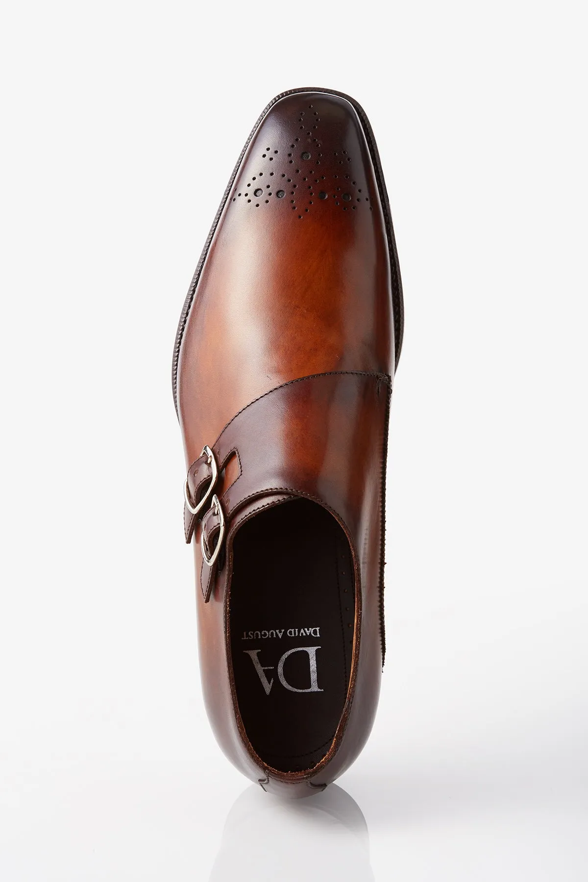 David August Leather Double Monk-strap Shoes in Whiskey Brown Responsive Cushion Weekend Warriors