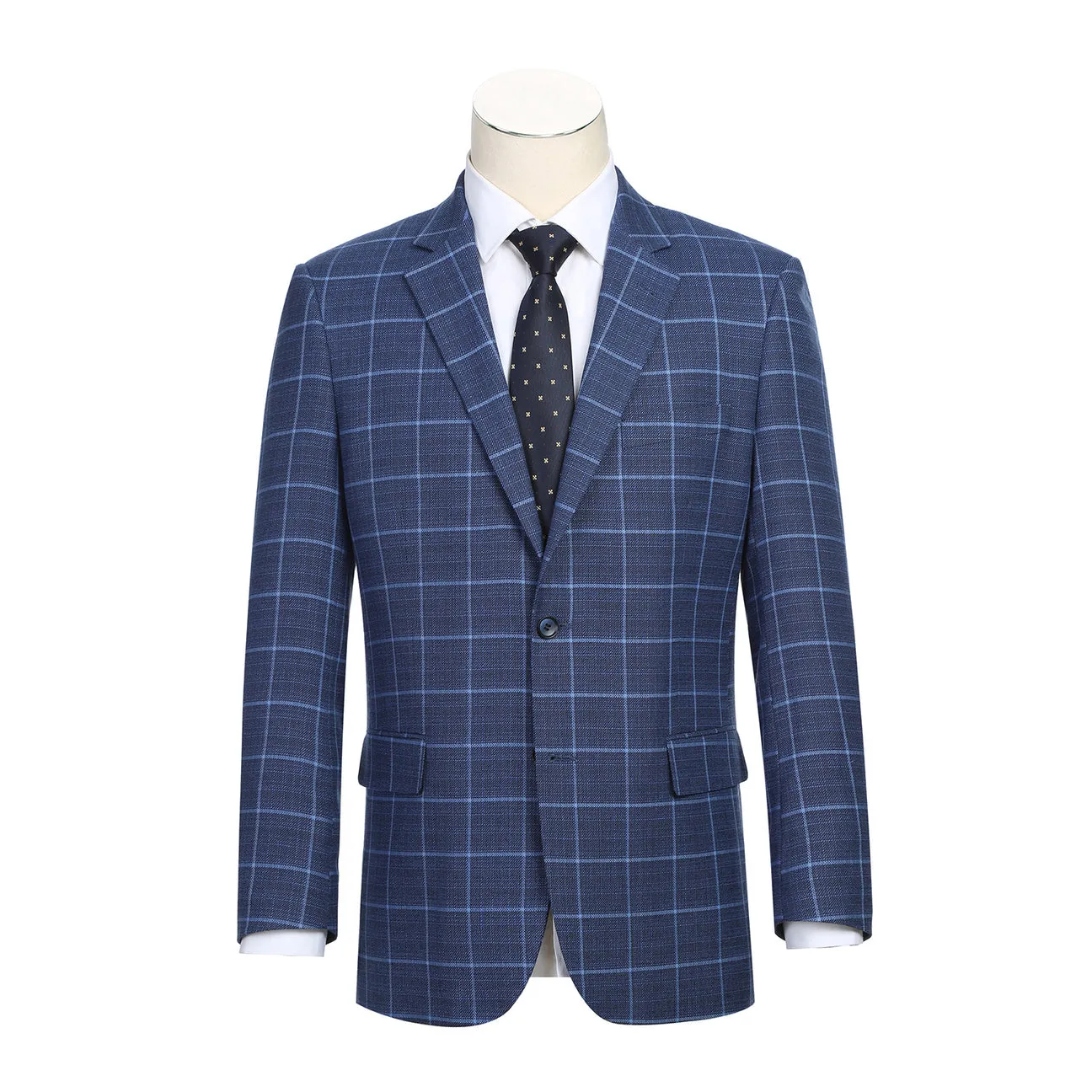 Alessandro Vitello by Renoir Classic Fit Blazer Blue 294-22 RubberizedTrim Velcro Fasten
