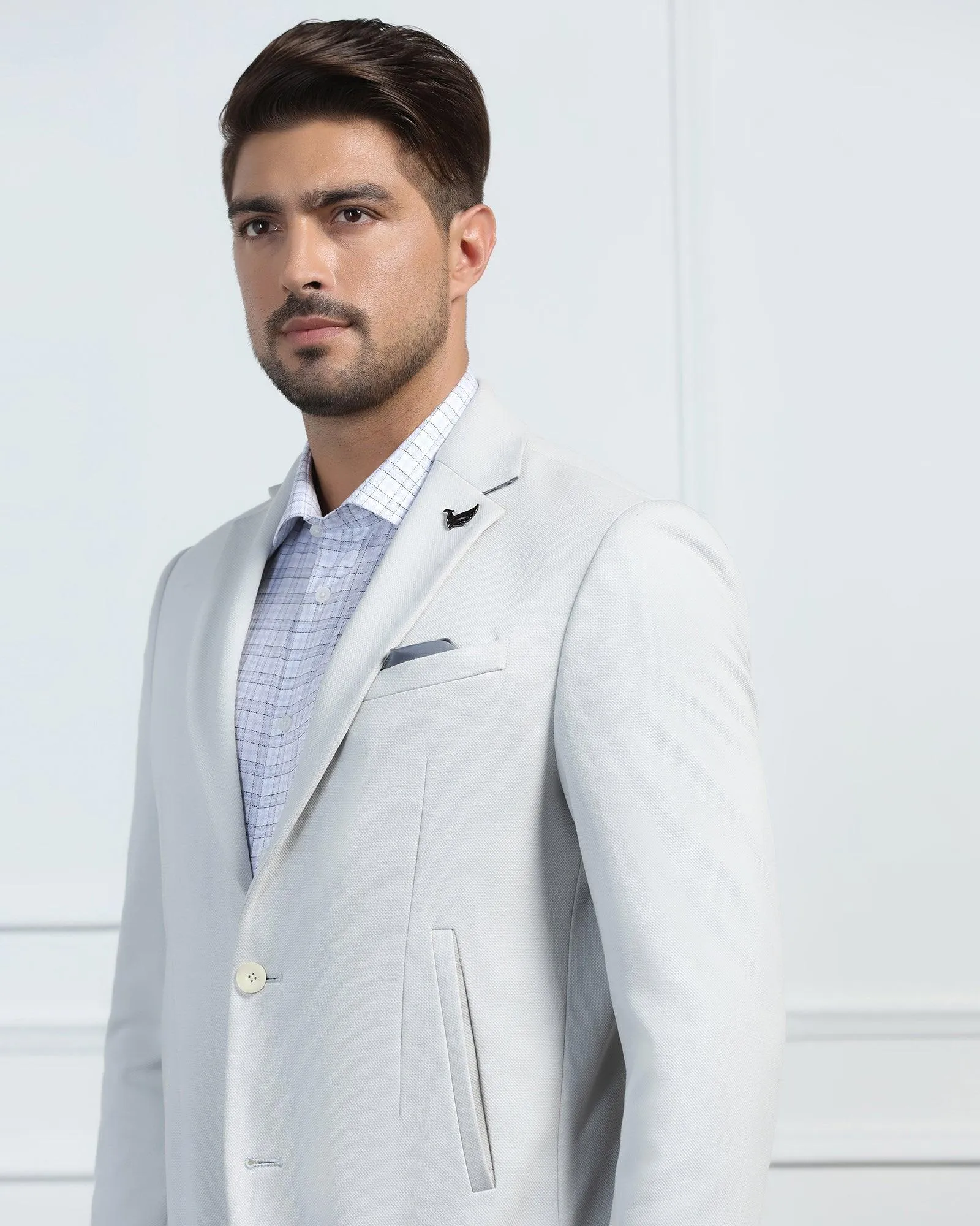 Formal Grey Textured Blazer - Elevate Crisp Look