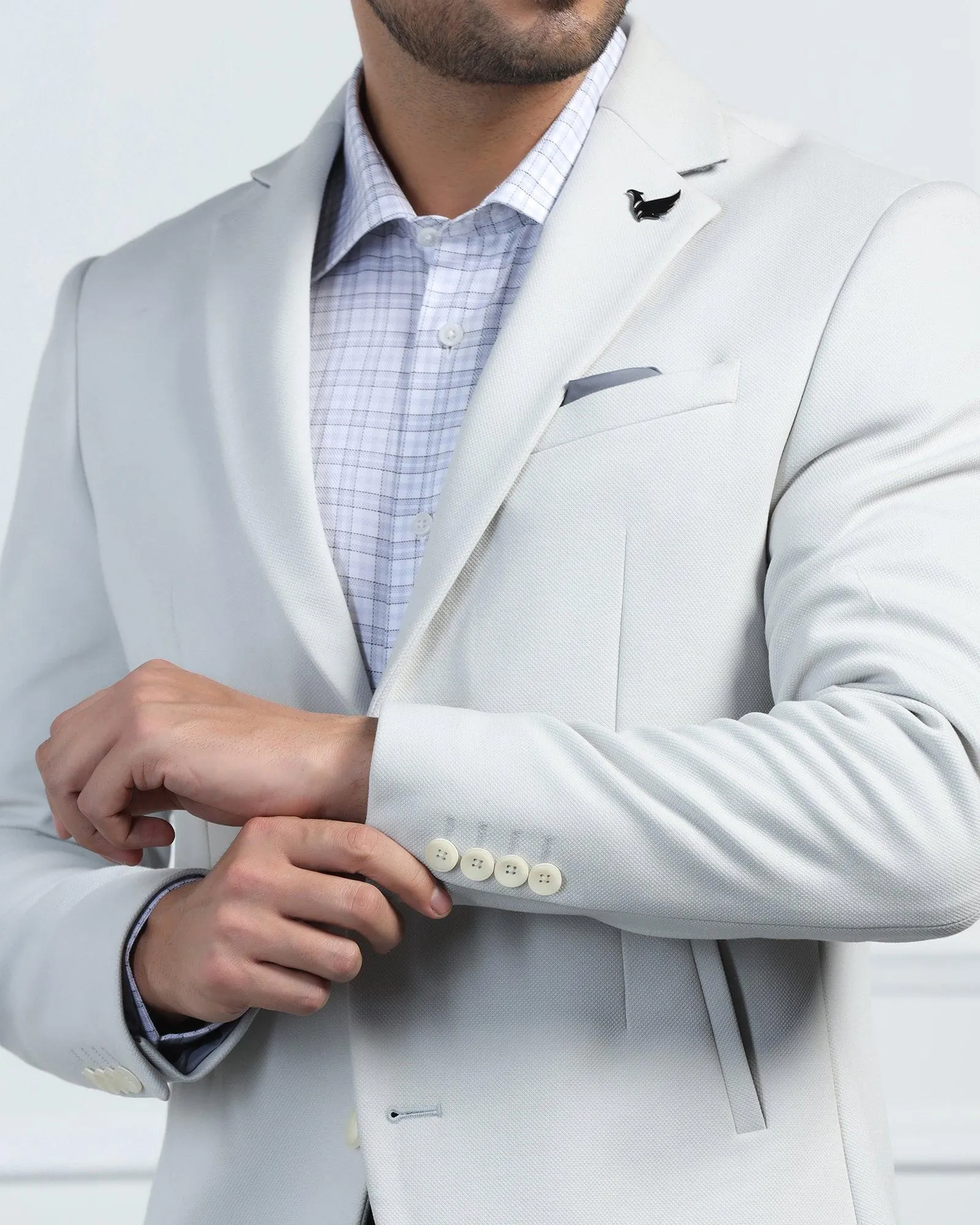 Formal Grey Textured Blazer - Elevate Rainy Day
