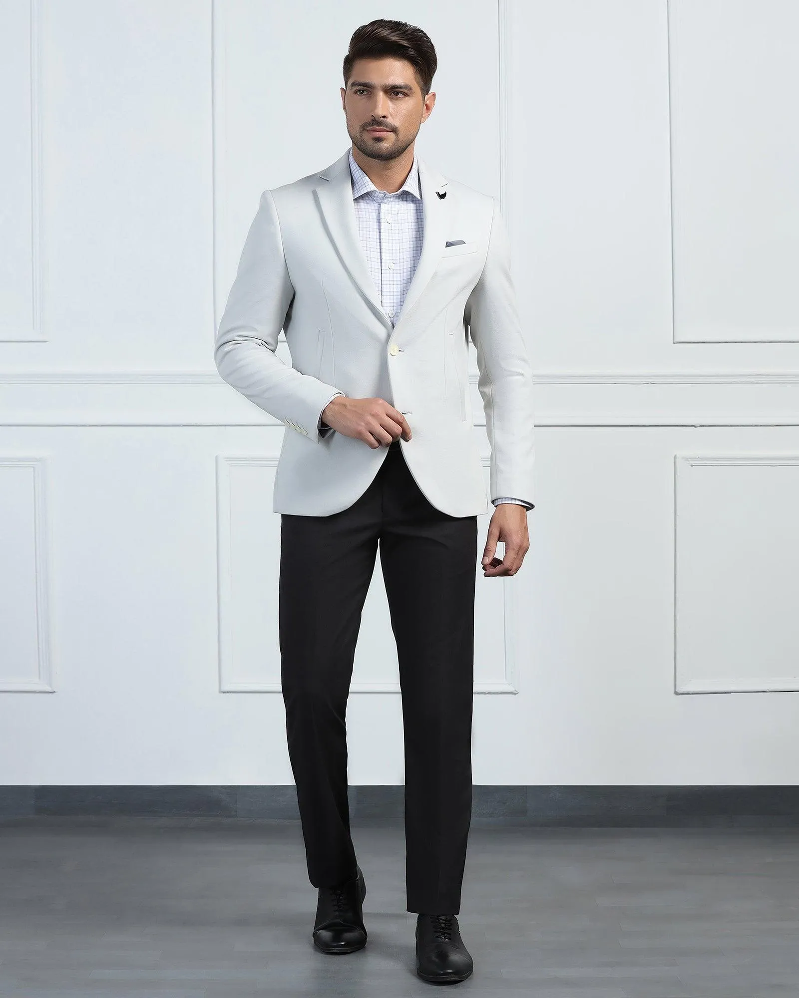 Formal Grey Textured Blazer - Elevate Cold Climate Essential Casual Look