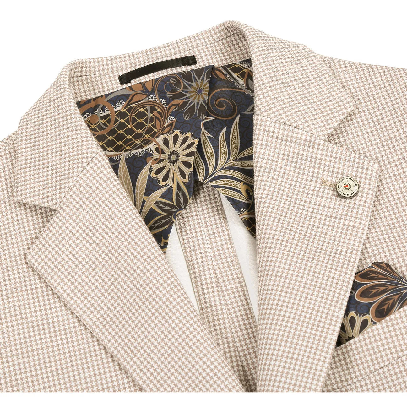 Pellagio Men's Half Canvas Blazer Beige PS25-10 All Season Performance Weave Timeless Piece