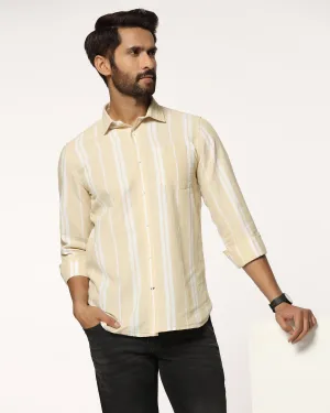 Linen Casual Yellow Stripe Shirt - Breton Layered Design Festival Fashion
