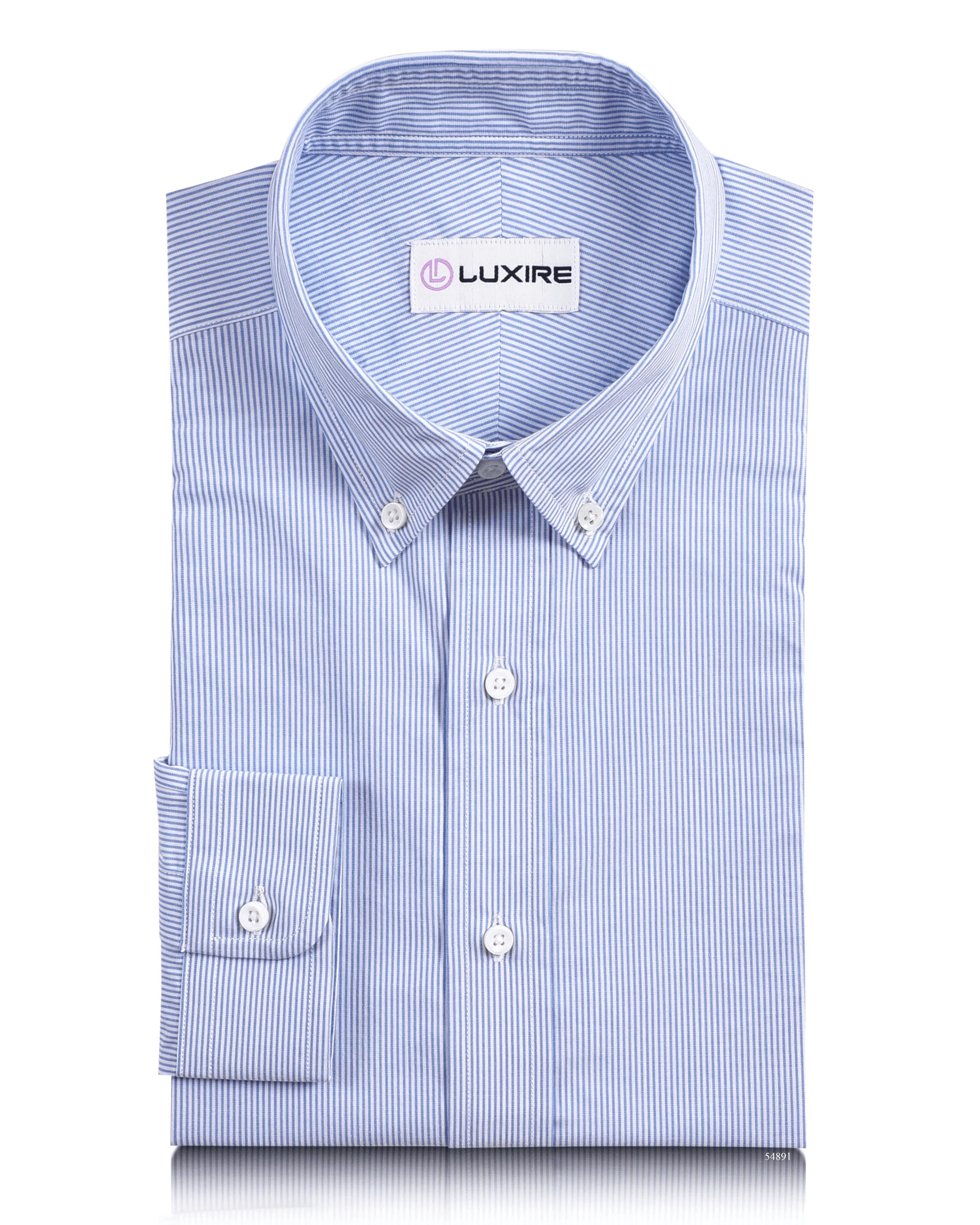 Checkered Style Weekend Casual Blue on White Pin Stripes Dress Shirt