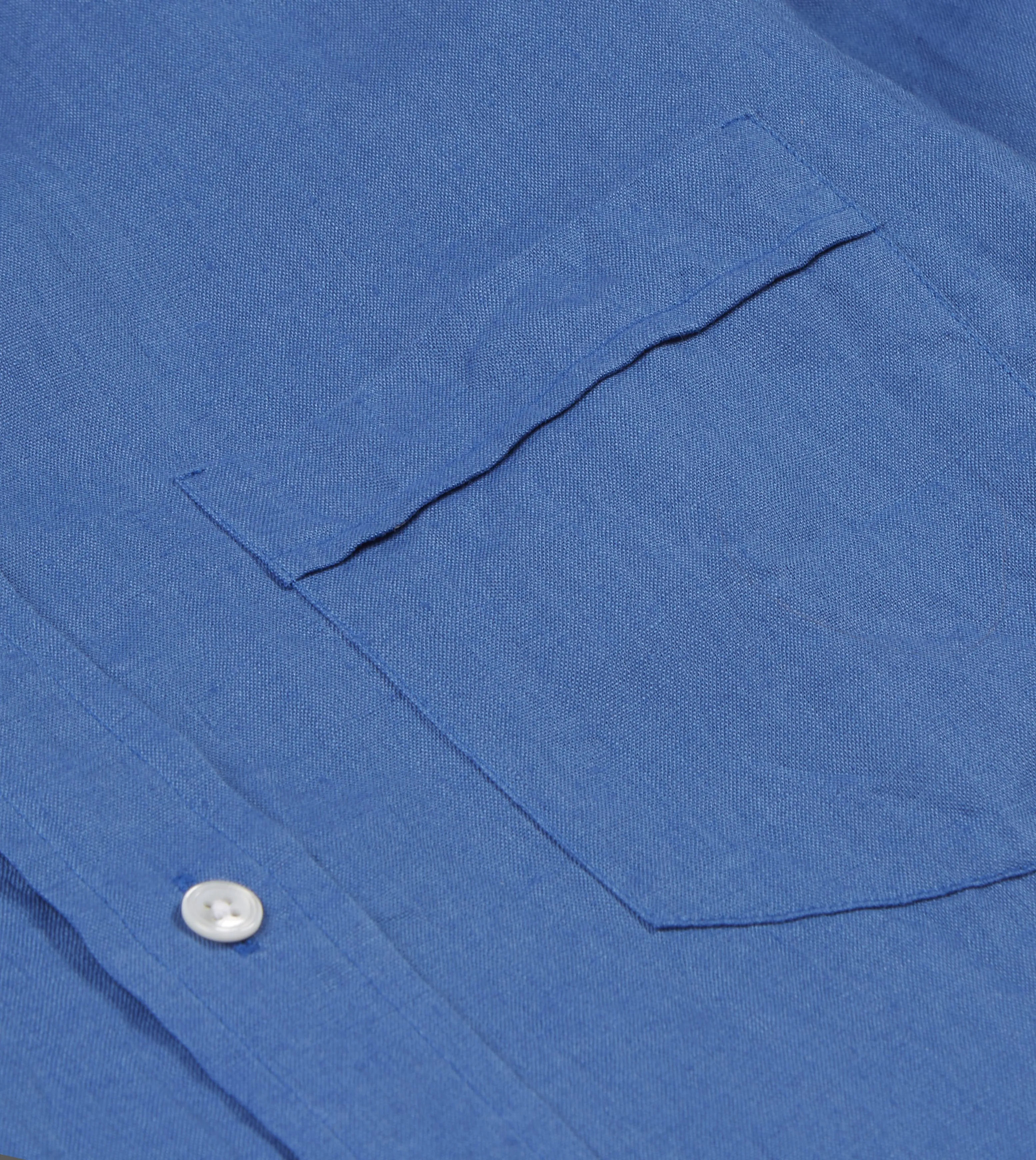 Bamboo Fiber Blend Linen blend Bright Navy Linen Spread Collar Shirt