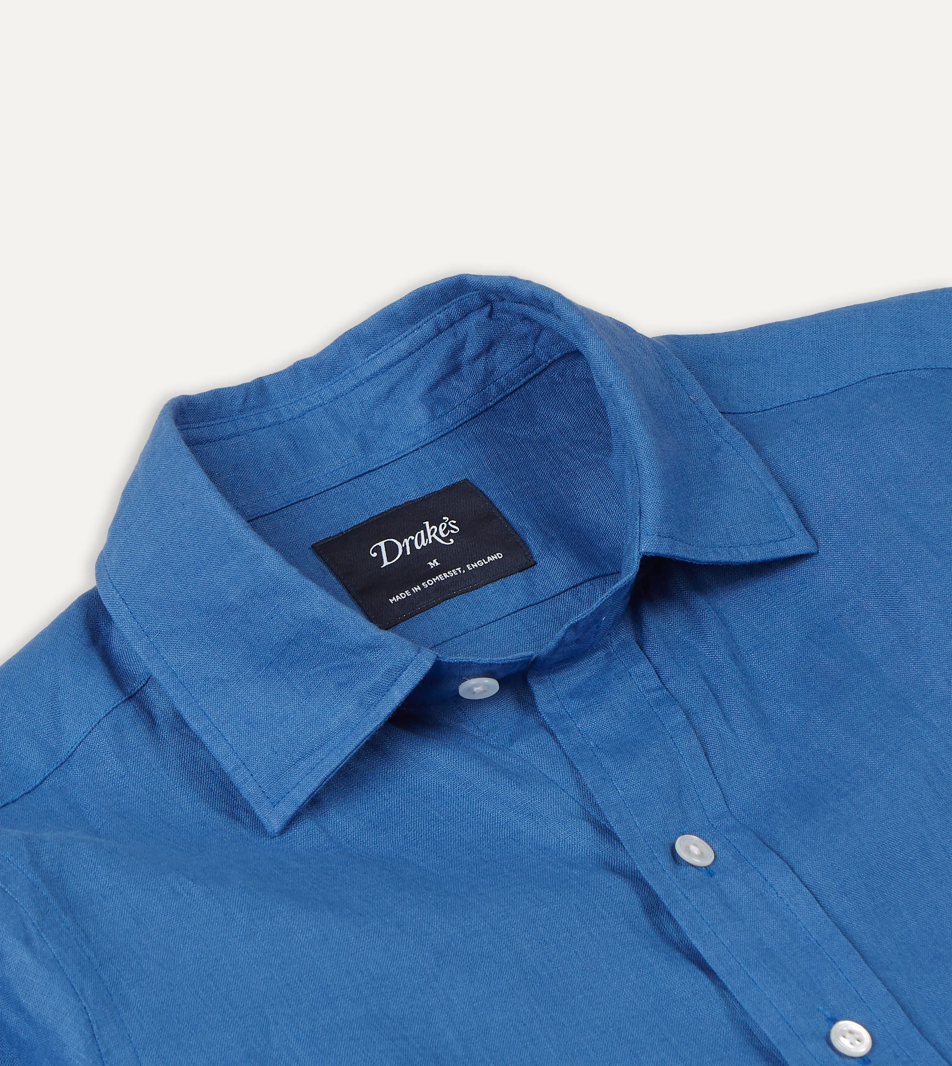 Moisture wicking Bright Navy Linen Spread Collar Shirt