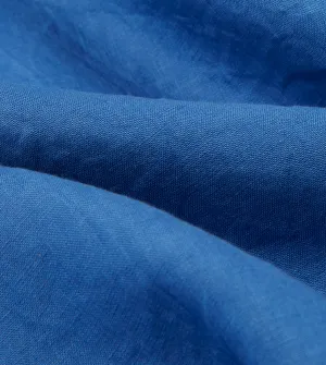 Bright Navy Linen Spread Collar Shirt Functional Fashion