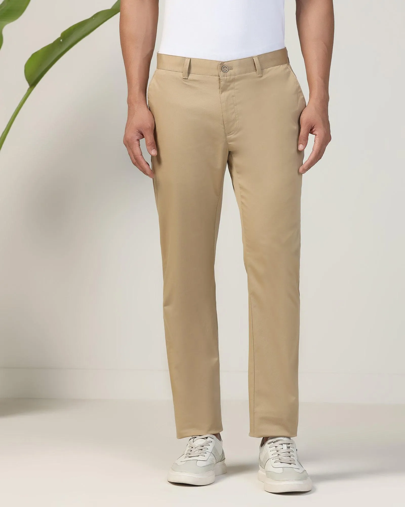 Timeless Layers Slim Comfort B-95 Casual Beige Solid Khakis - Marico
