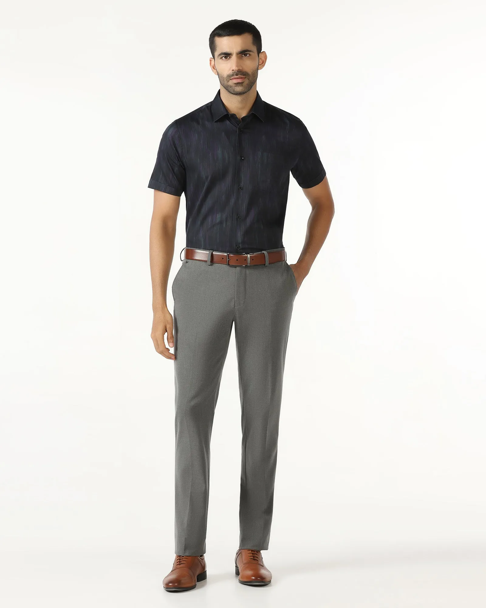 Navy Half Sleeve Printed Shirt - Siena Seasonal Wardrobe Cooling Core Technology