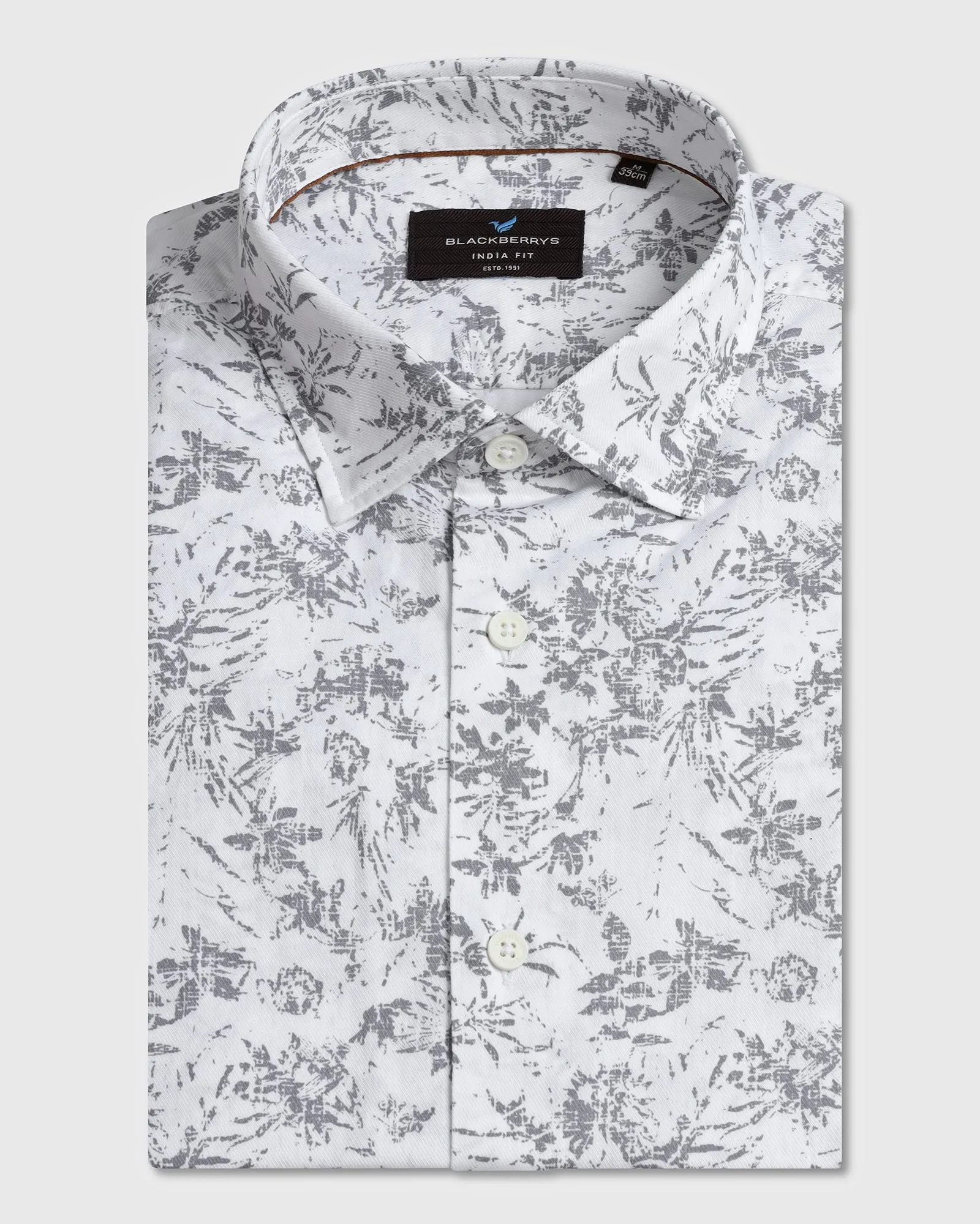 Comfort-First White Printed Shirt - Holten
