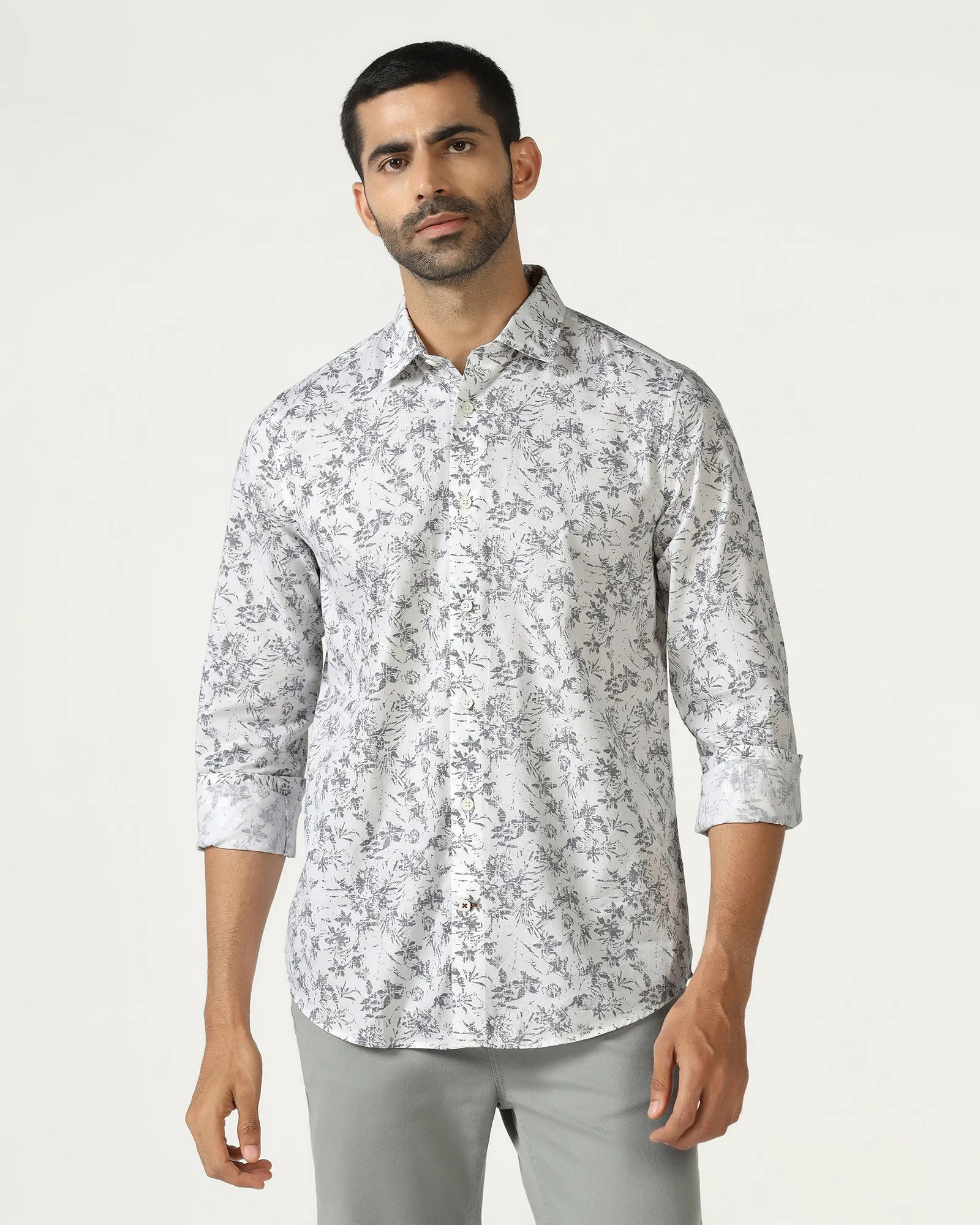 White Printed Shirt - Holten Bold Print