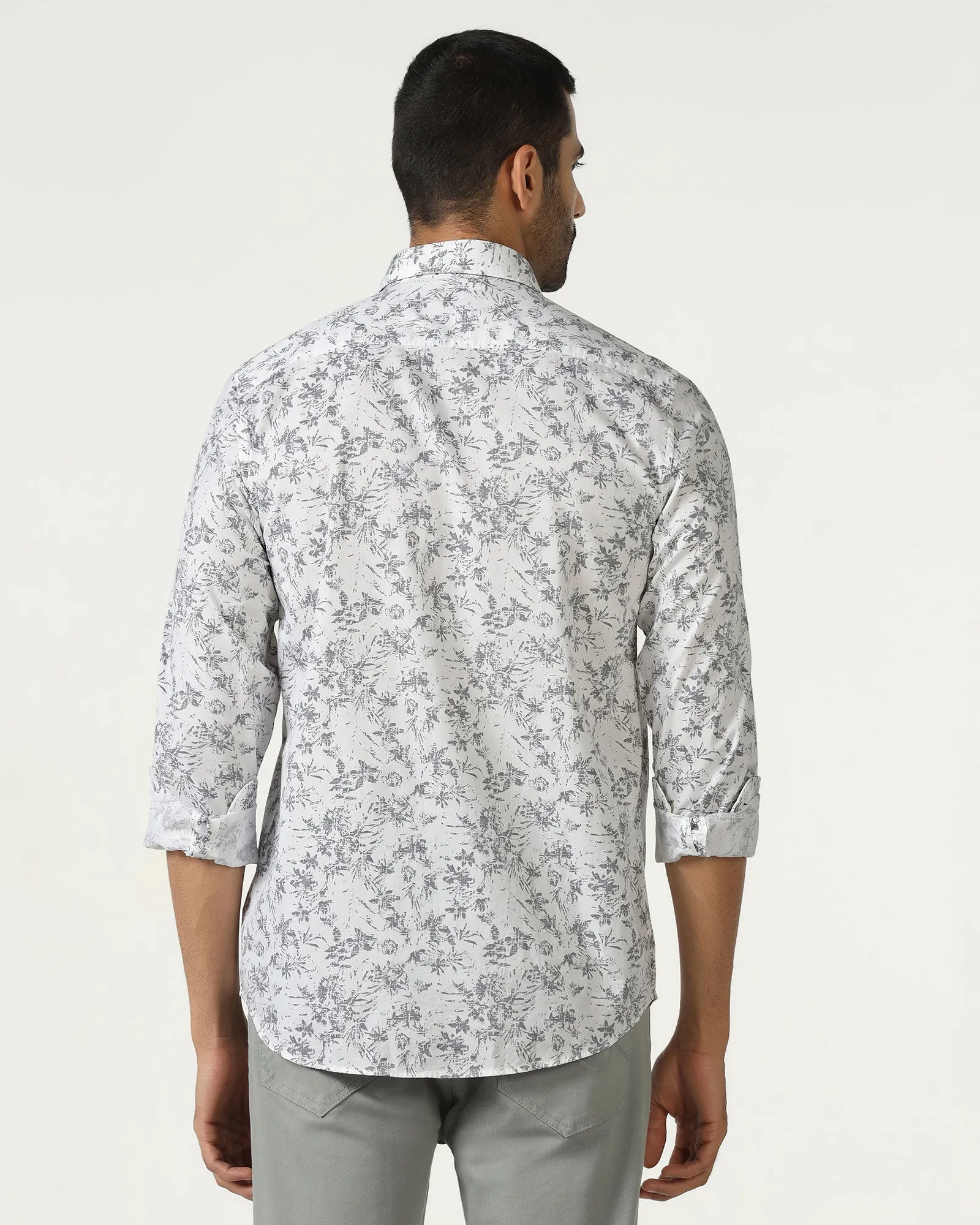 Work Appropriate White Printed Shirt - Holten